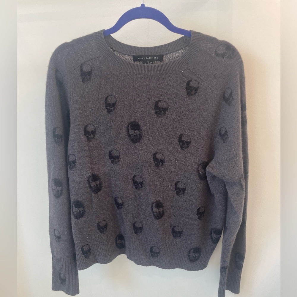 Skull Cashmere dark grey skull sweater, size medium